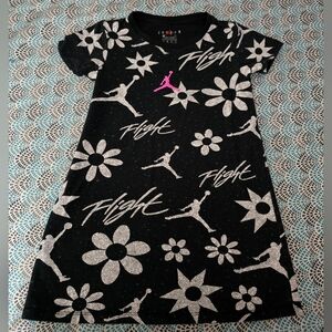 Jordan Black Floral 'Flight' Graphic Dress with Pink Jumpman Girls Small